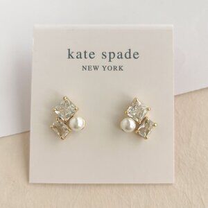 NEW Kate Spade Victoria Gold Clear Cluster Stud Earrings Authentic